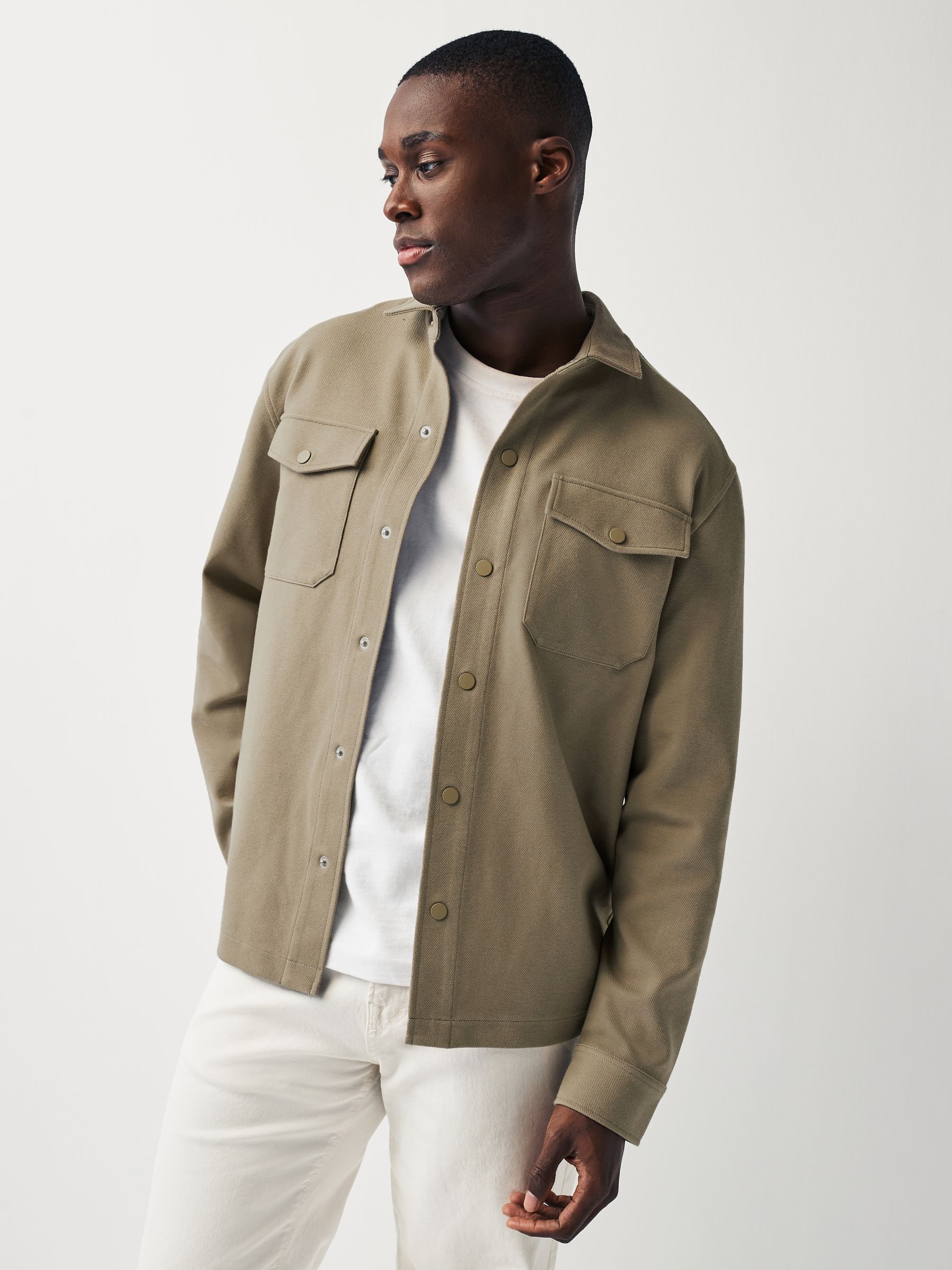 Buy Stone Natural Premium Texture Jersey Shacket from Next Luxembourg