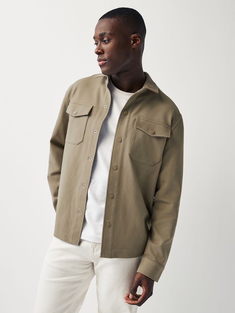 Stone Natural Premium Texture Jersey Shacket - Image 1 of 10