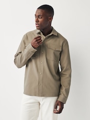 Stone Natural Premium Texture Jersey Shacket - Image 4 of 10