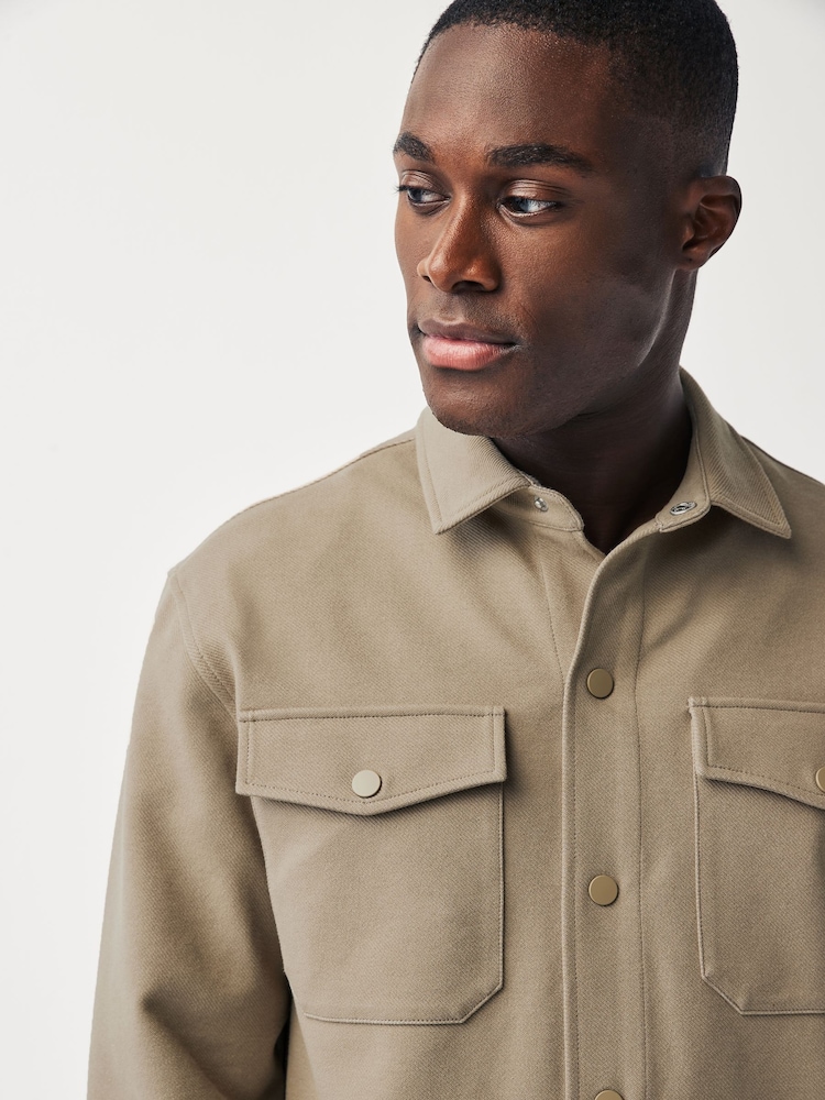 Stone Natural Premium Texture Jersey Shacket - Image 5 of 10