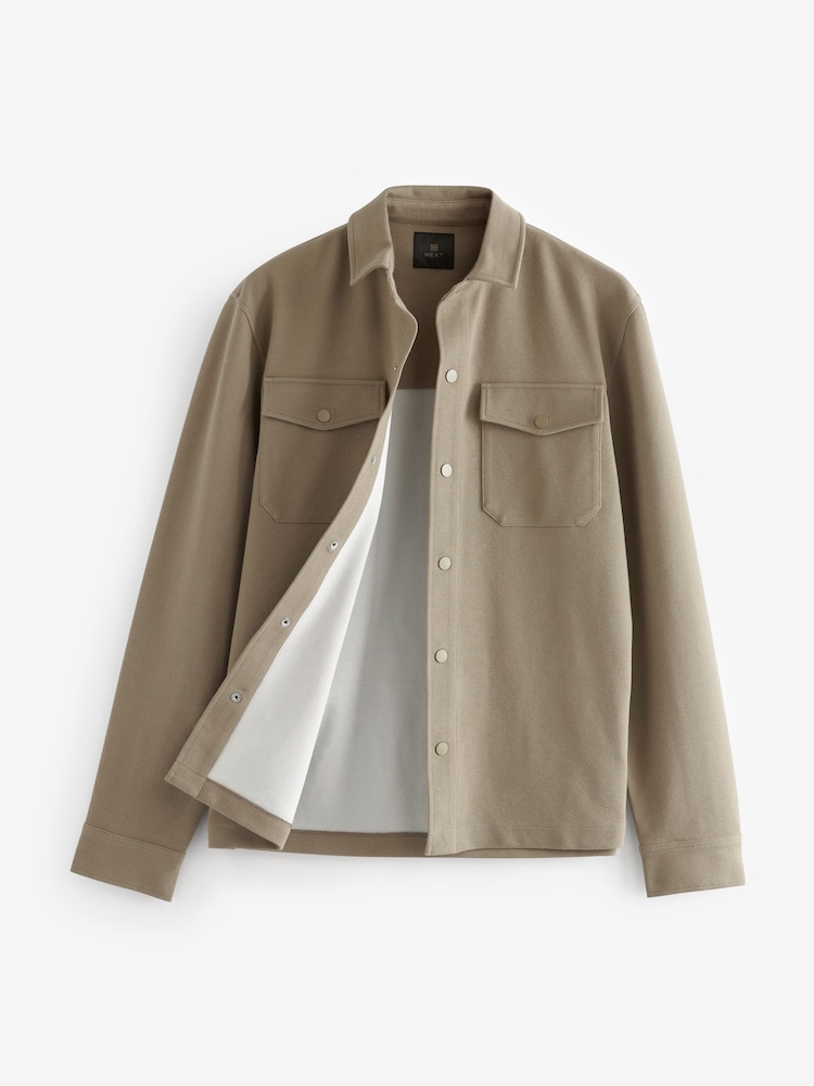 Stone Natural Premium Texture Jersey Shacket - Image 7 of 10