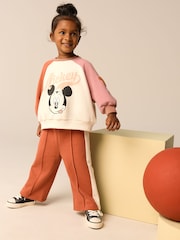 Pink/Cream Mickey Mouse Sweatshirt and Wide Leg Joggers Set (3mths-7yrs) - Image 1 of 10