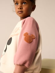 Pink/Cream Mickey Mouse Sweatshirt and Wide Leg Joggers Set (3mths-7yrs) - Image 3 of 10