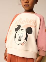 Pink/Cream Mickey Mouse Sweatshirt and Wide Leg Joggers Set (3mths-7yrs) - Image 6 of 10