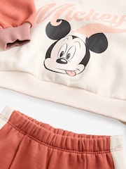 Pink/Cream Mickey Mouse Sweatshirt and Wide Leg Joggers Set (3mths-7yrs) - Image 9 of 10