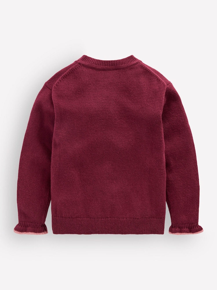 Boden Purple Everyday Frilled Cardigan - Image 2 of 3 Boden Purple Everyday Frilled Cardigan - Image 2 of 3
