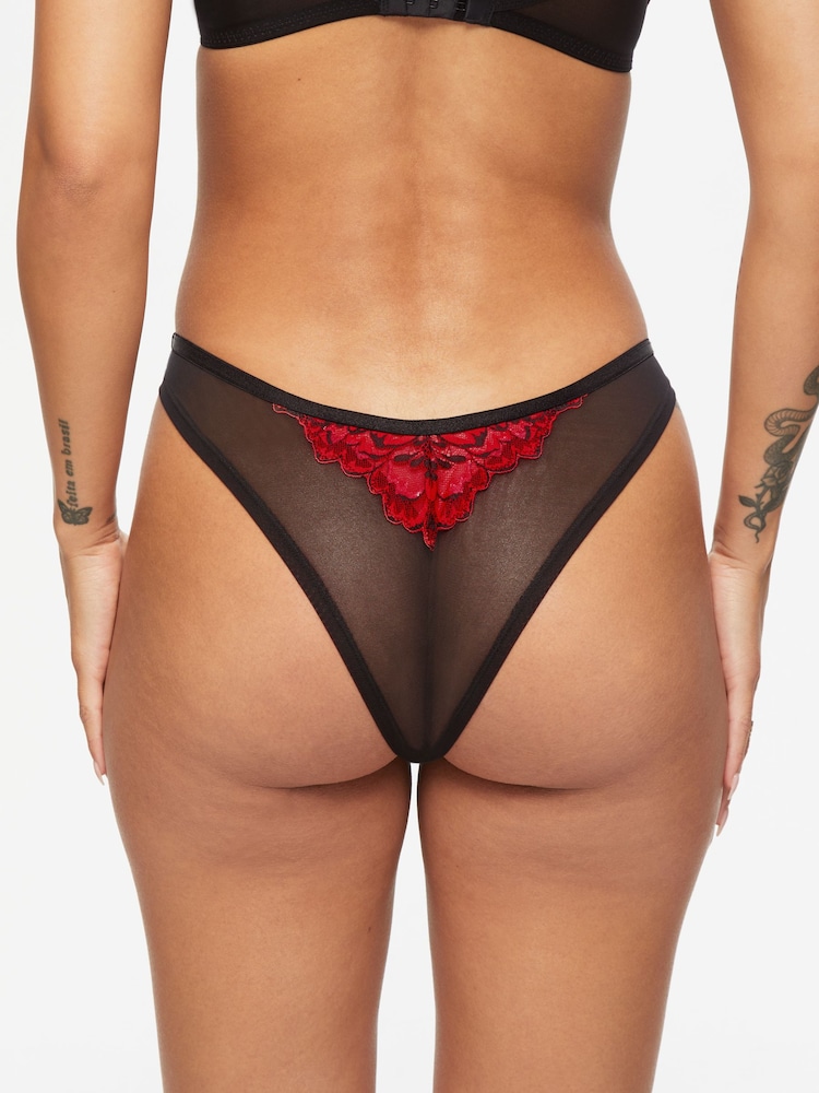 Ann Summers Red Nightfall Floral Lace Brazilian Knickers - Image 2 of 5