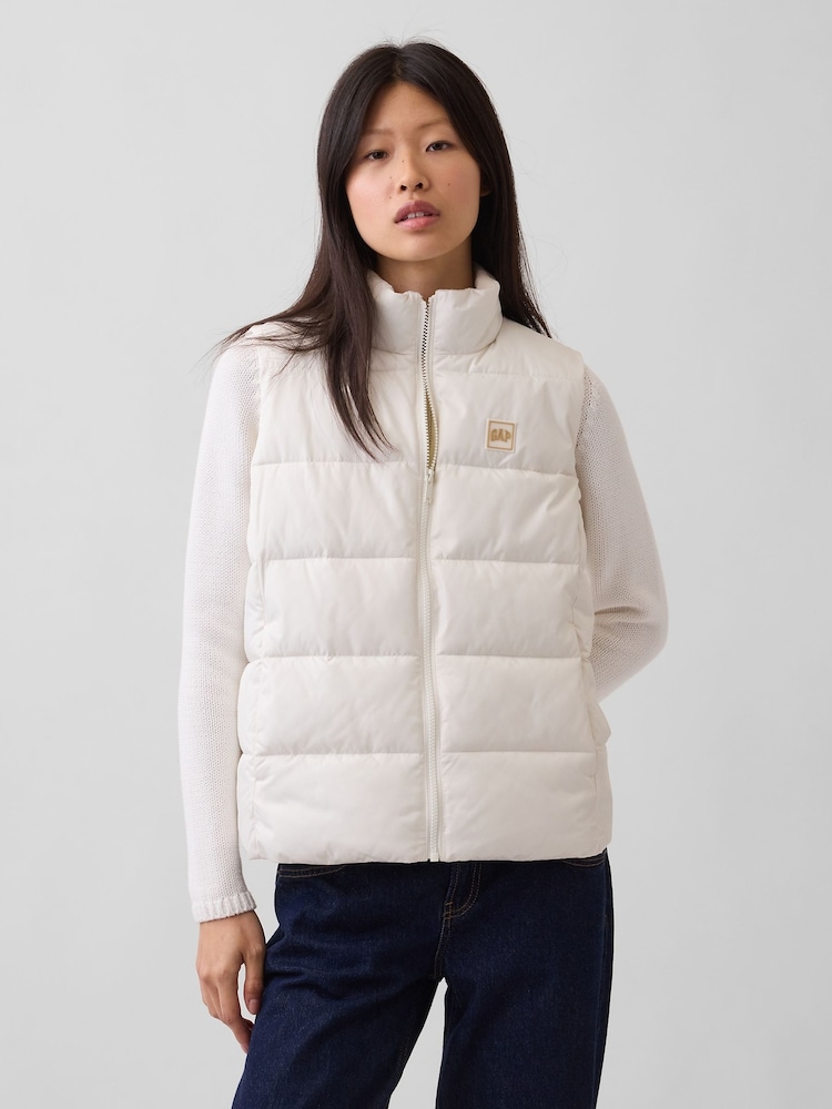 Gap White Relaxed Puffer Gilet - Image 1 of 4
