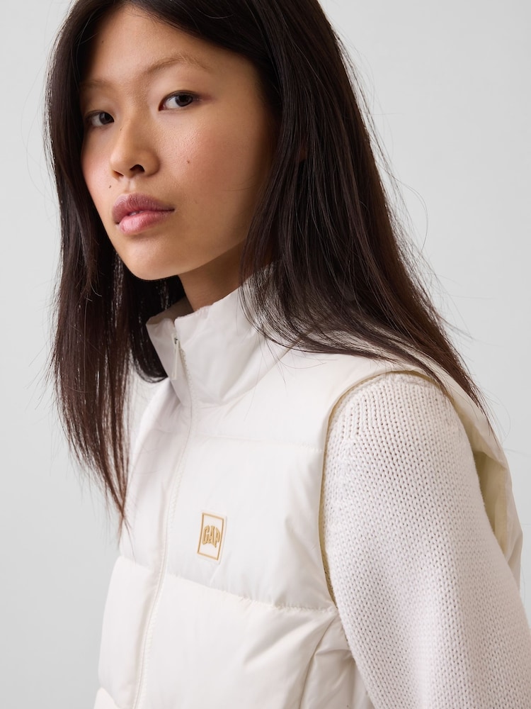 Gap White Relaxed Puffer Gilet - Image 4 of 4