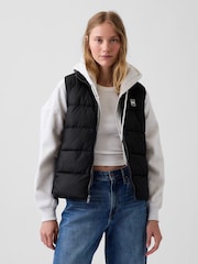Gap Black Relaxed Puffer Gilet - Image 1 of 4