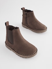 Chocolate Brown Wide Fit (G) Warm Lined Leather Chelsea Boots - Image 1 of 6