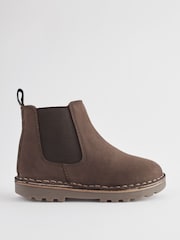 Chocolate Brown Wide Fit (G) Warm Lined Leather Chelsea Boots - Image 2 of 6