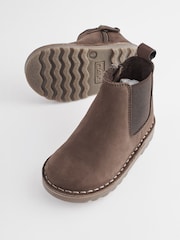 Chocolate Brown Wide Fit (G) Warm Lined Leather Chelsea Boots - Image 3 of 6
