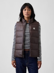 Gap Brown Relaxed Puffer Gilet - Image 1 of 4