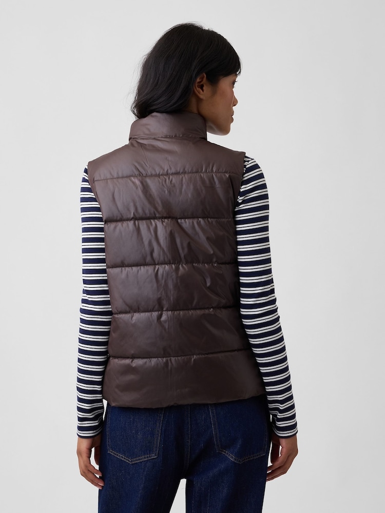 Gap Brown Relaxed Puffer Gilet - Image 2 of 4