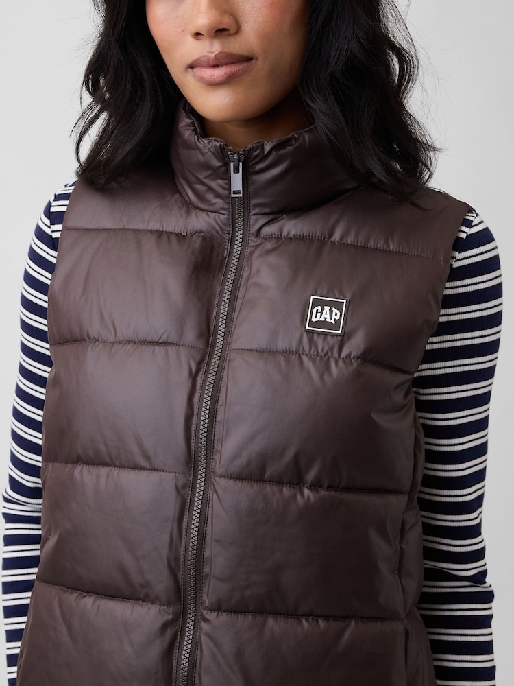 Gap Brown Relaxed Puffer Gilet - Image 4 of 4