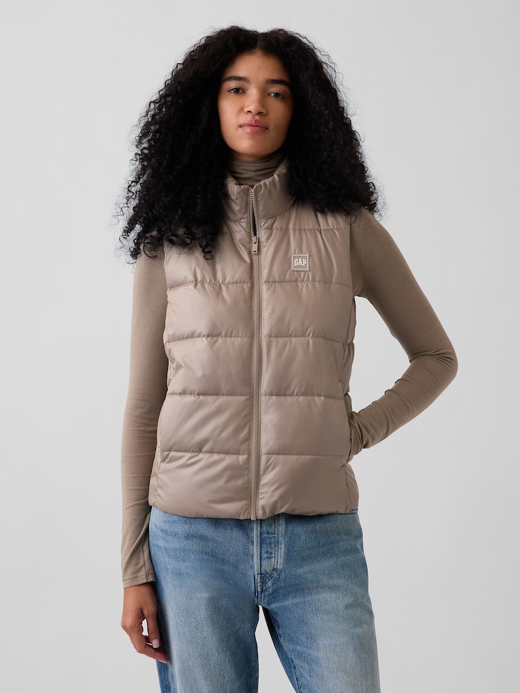 Gap Beige Relaxed Puffer Gilet - Image 1 of 4