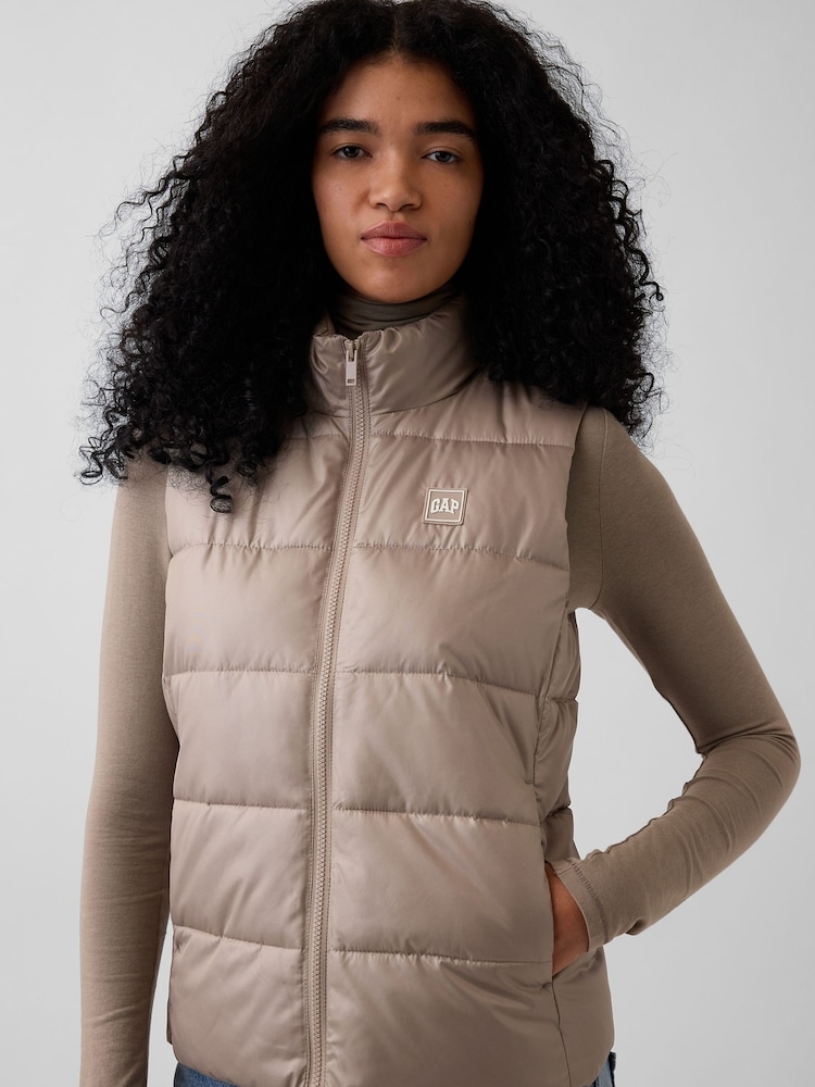 Gap Beige Relaxed Puffer Gilet - Image 4 of 4