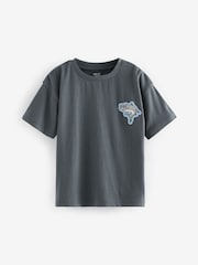 White/Grey/Blue/Orange 100% Cotton Short Sleeve T-Shirts 4 Pack (3mths-7yrs) - Image 2 of 7