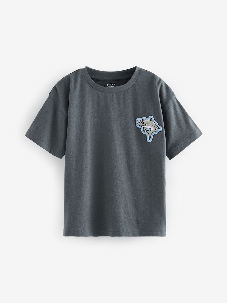 White/Grey/Blue/Orange 100% Cotton Short Sleeve T-Shirts 4 Pack (3mths-7yrs) - Image 2 of 7