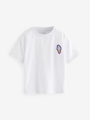 White/Grey/Blue/Orange 100% Cotton Short Sleeve T-Shirts 4 Pack (3mths-7yrs) - Image 4 of 7