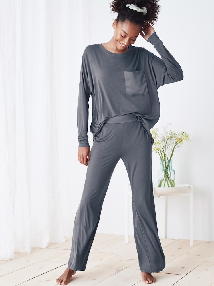 Charcoal Grey Wide Leg Pyjamas - Image 1 of 4
