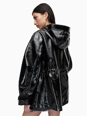 AllSaints Black Kelsie Shine Jacket - Image 2 of 9