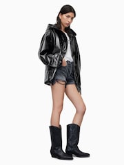 AllSaints Black Kelsie Shine Jacket - Image 3 of 9