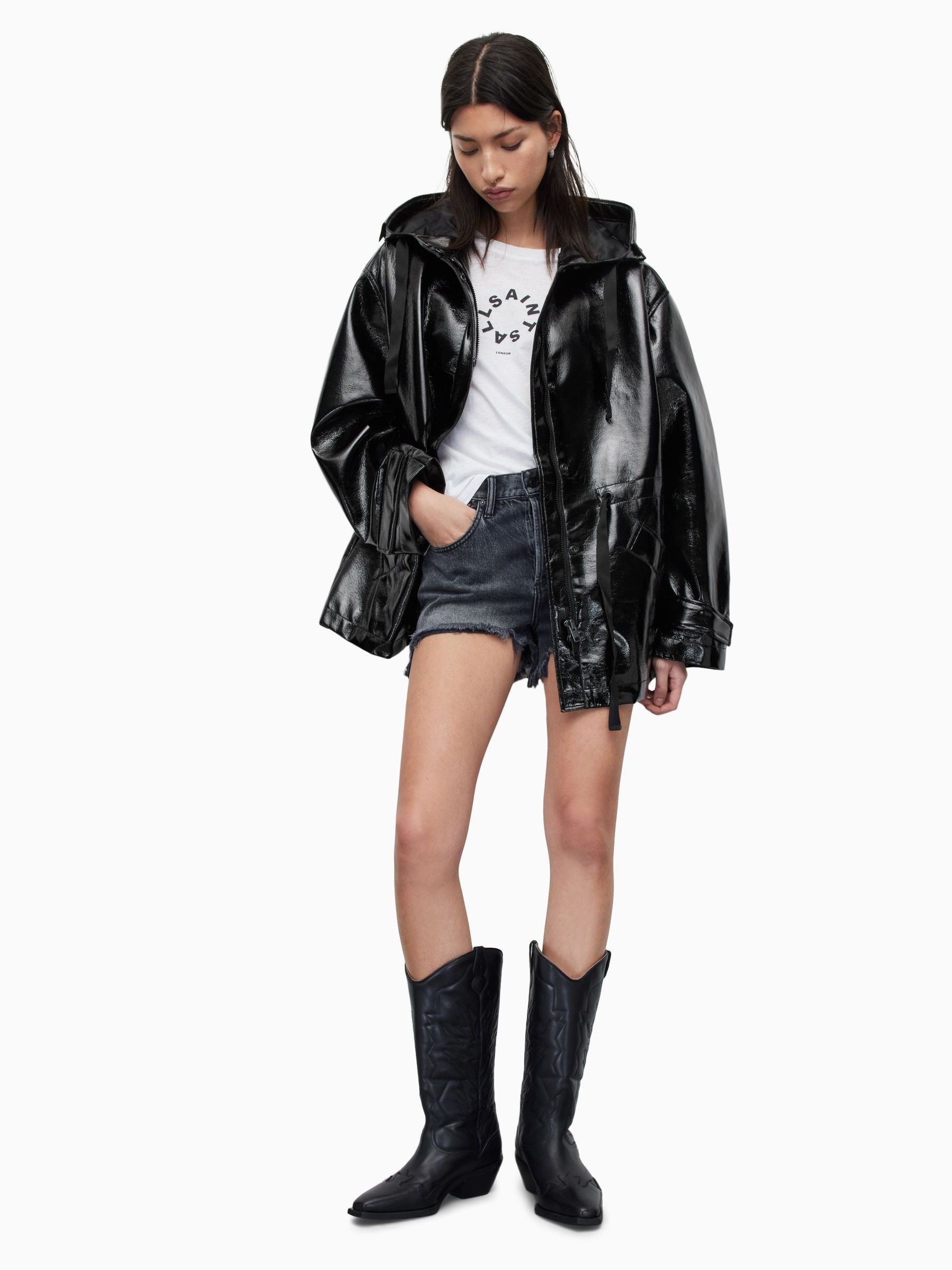 Buy AllSaints Black Kelsie Shine Jacket from Next USA