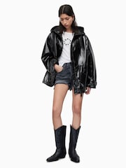 AllSaints Black Kelsie Shine Jacket - Image 4 of 9