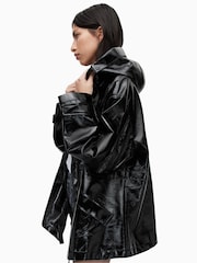AllSaints Black Kelsie Shine Jacket - Image 6 of 9
