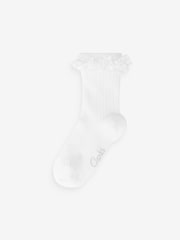 Clarks White Clarks Girls Ankle School Socks 2 Pack - Image 2 of 3