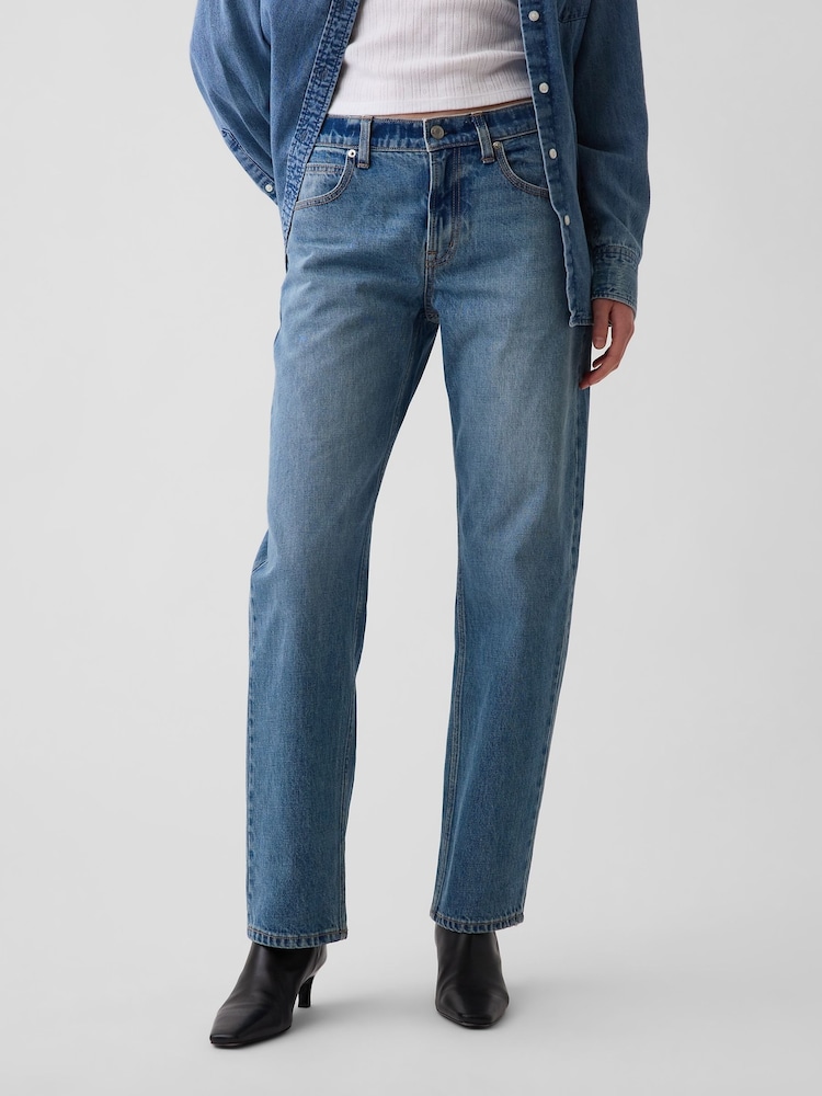 Gap Mid Wash Mid Rise Straight Taper Jeans - Image 1 of 5 Gap Mid Wash Mid Rise Straight Taper Jeans - Image 1 of 5