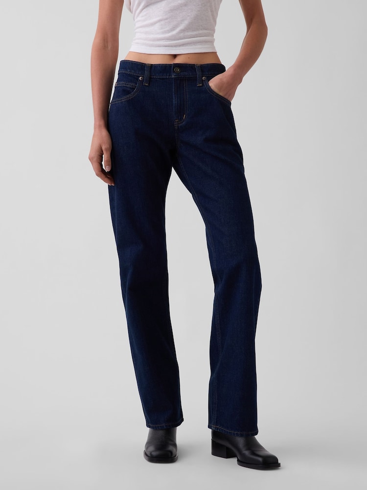 Gap Dark Wash Mid Rise Straight Taper Jeans - Image 1 of 6 Gap Dark Wash Mid Rise Straight Taper Jeans - Image 1 of 6