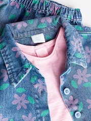 Printed Denim Floral Baby Jacket, Jeans And T-Shirt 3 Piece Set - Image 4 of 9