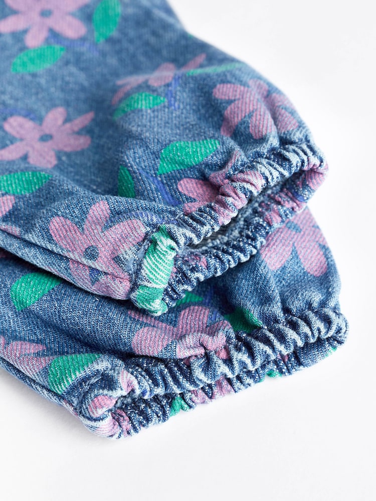 Printed Denim Floral Baby Jacket, Jeans And T-Shirt 3 Piece Set - Image 5 of 9