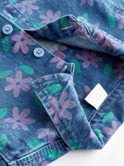 Printed Denim Floral Baby Jacket, Jeans And T-Shirt 3 Piece Set - Image 6 of 9