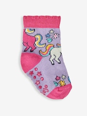 JoJo Maman Bébé Lilac 3-Pack Unicorn Socks - Image 4 of 5