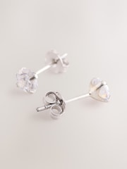 Argint masiv - Cercei cu șurub și piatră cubică de zirconiu - Imaginea 2 din 3