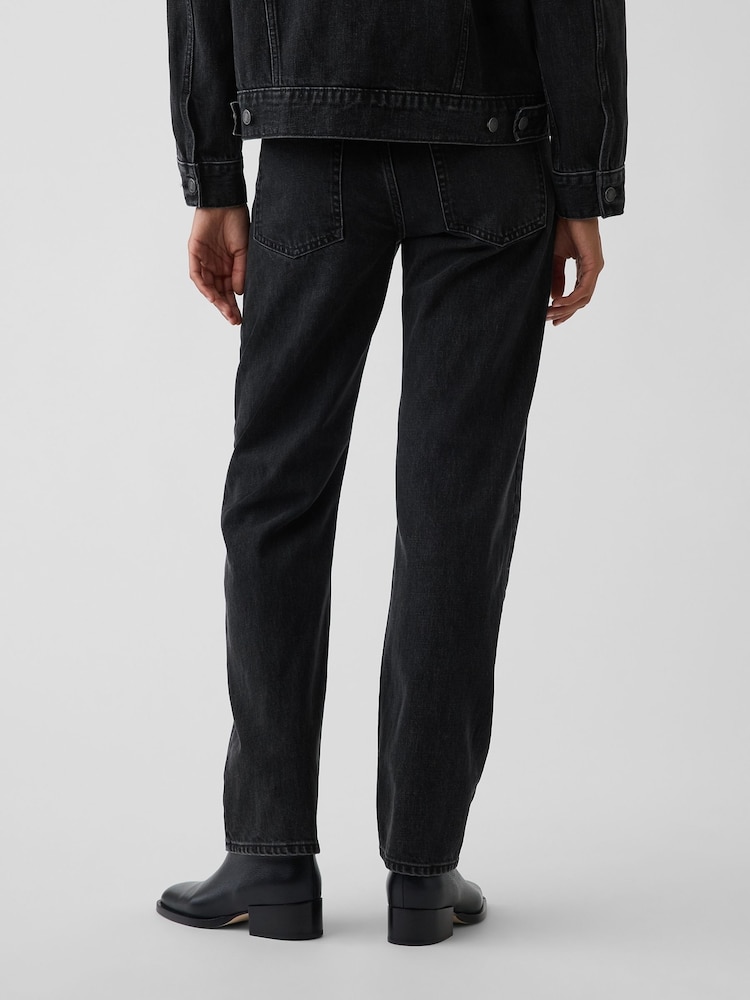 Gap Black Mid Rise Straight Taper Jeans - Image 2 of 5 Gap Black Mid Rise Straight Taper Jeans - Image 2 of 5