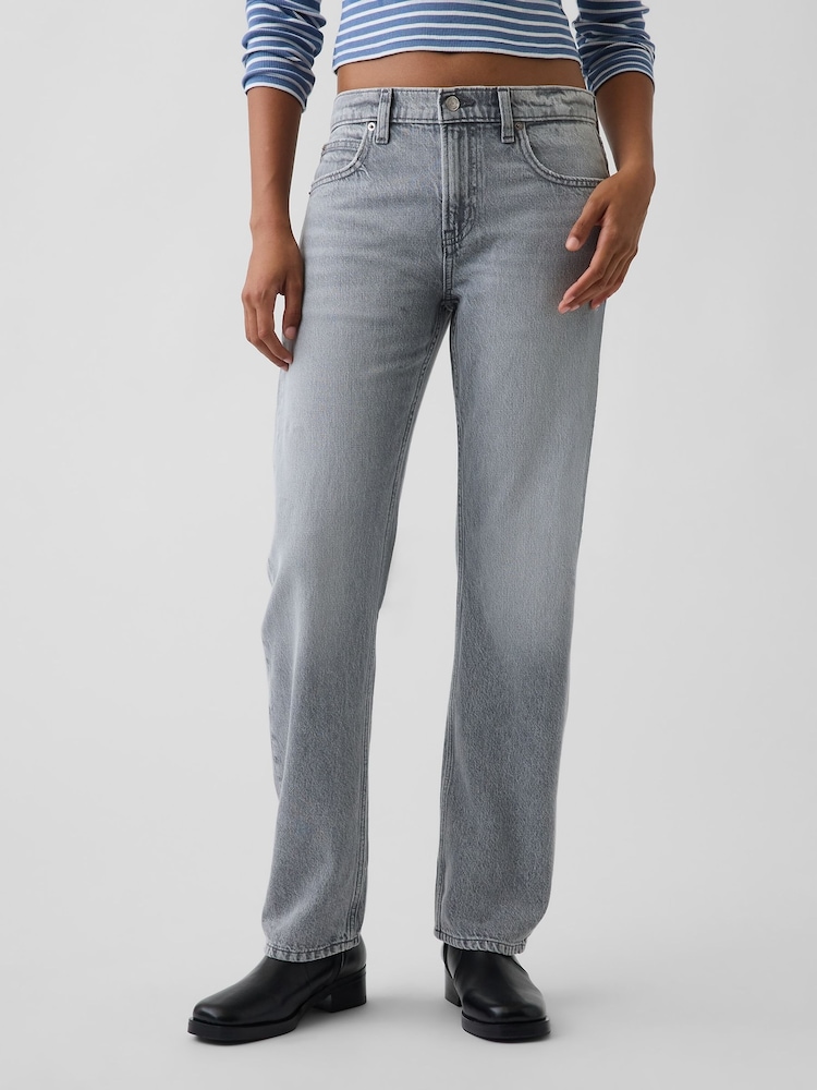 Gap Grey Mid Rise Straight Taper Jeans - Image 1 of 5 Gap Grey Mid Rise Straight Taper Jeans - Image 1 of 5