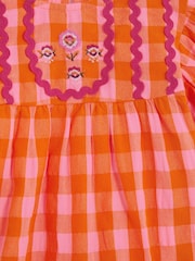 Monsoon Orange Gingham Print Top & Shorts Set - Image 3 of 3