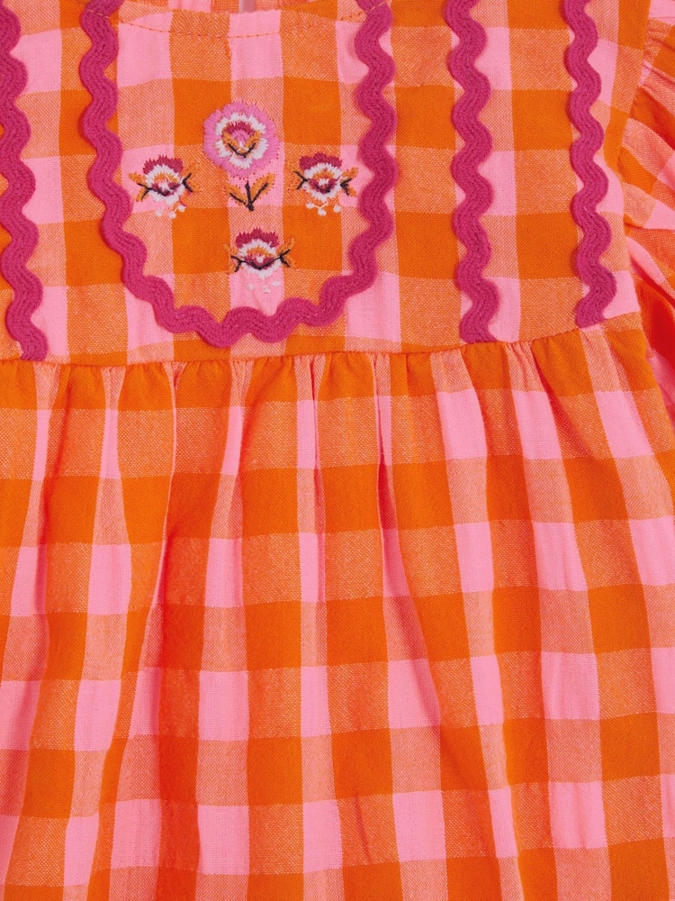 Monsoon Orange Gingham Print Top & Shorts Set - Image 3 of 3 Monsoon Orange Gingham Print Top & Shorts Set - Image 3 of 3