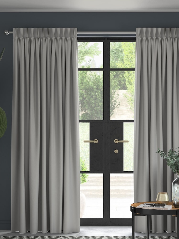 Silver 100% Cotton Made To Measure Curtains - Image 1 of 9