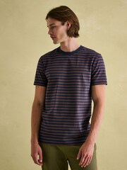 Joules Boathouse Brown & Navy Jersey Crew Neck T-Shirt - Image 1 of 6