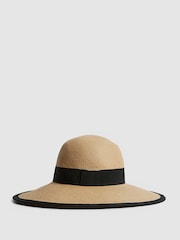 Reiss Natural Nina Raffia Woven Wide Brim Hat - Image 1 of 6