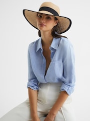 Reiss Natural Nina Raffia Woven Wide Brim Hat - Image 2 of 6