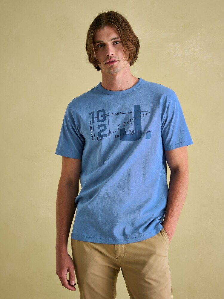 Joules Flynn Blue Jersey Crew Neck T-Shirt - Image 1 of 6