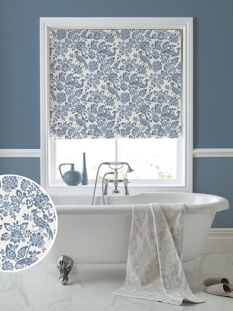 Laura Ashley Blue Adain Palace Made to Measure 100% Cotton Roman Blinds - Image 1 of 6