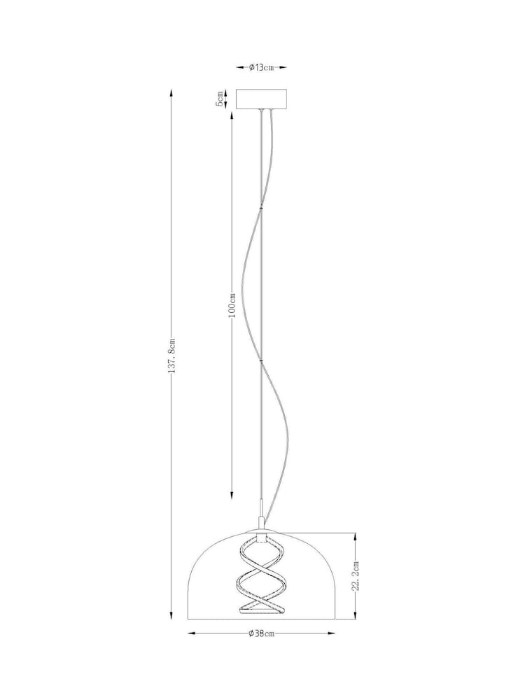 Smoke Grey Helix LED Pendant Ceiling Light - Image 6 of 6